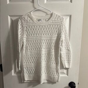 Croft & Barrow White Crew Neck Sweater with Textured Knit